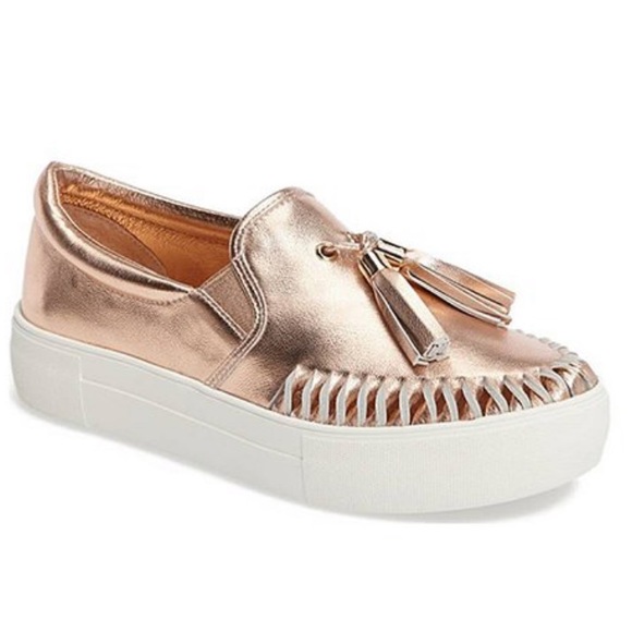 J/Slides Shoes - NEW J/Slides Aztec Rose Gold Leather Sneakers